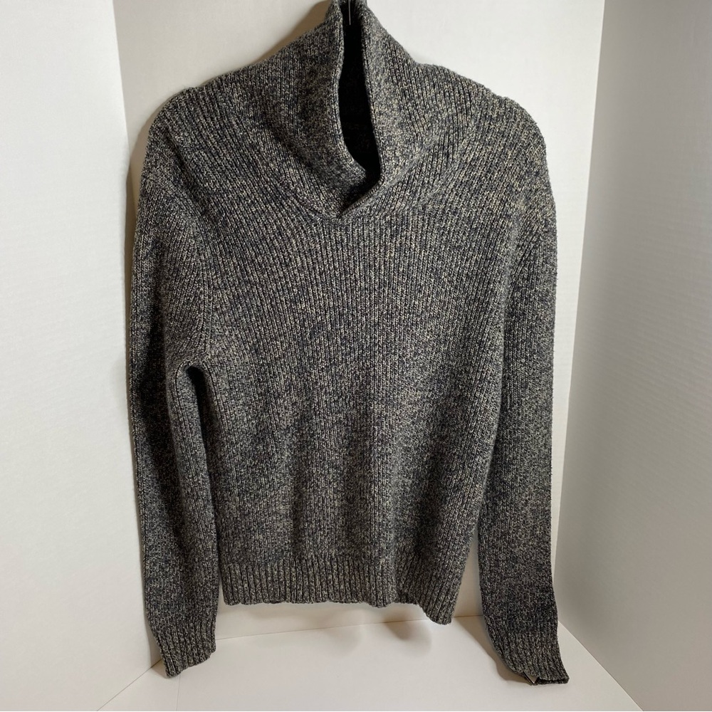 Mens American Eagle Long Sleeve Shawl Neck Pullover Sweater Charcoal Gray Size M